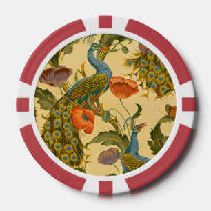 Art Nouveau Pauwluwe Papaver Bloempatroon uit het Poker Chips