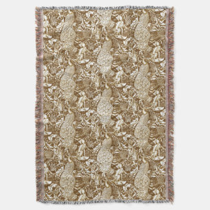 Art Nouveau Pauwprint, Bruin en Crème Deken
