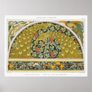 Art nouveau peace animals grapevines verneuil poster