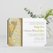 Art Nouveau Peacock Birds Wedding Invitation Kaart (Staand voorkant)