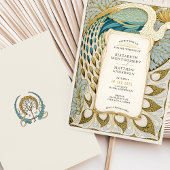 Art Nouveau Peacock bruiloft uitnodiging