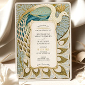 Art Nouveau Peacock bruiloft uitnodiging
