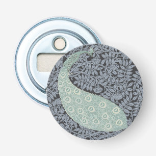 Art Nouveau Peacock Classic Bird Button Flesopener