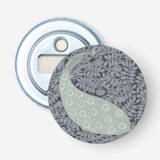 Art Nouveau Peacock Classic  Bird Button Flesopener (Voorkant)