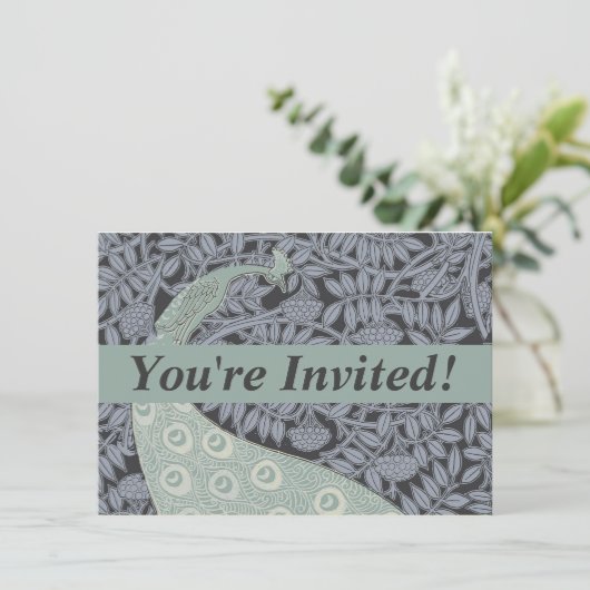 Art Nouveau Peacock Classic Bird Kaart (Staand voorkant)