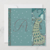 Art Nouveau Peacock Dinner Invitations Kaart (Achterkant)