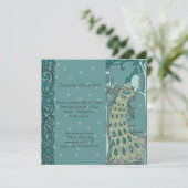 Art Nouveau Peacock Dinner Invitations Kaart (Staand voorkant)