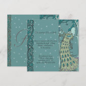 Art Nouveau Peacock Dinner Invitations Kaart (Voorkant / Achterkant)