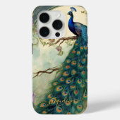 Art Nouveau Peacock Elegant Feathers Naam Case-Mate iPhone Case (Achterkant)