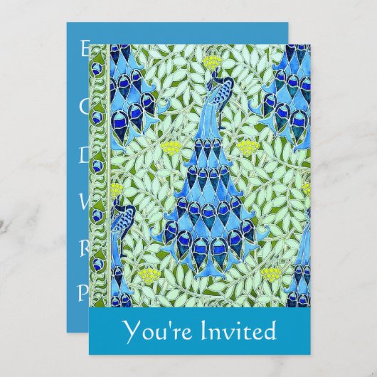 Art Nouveau Peacock Kaart (Voorkant / Achterkant)