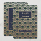 Art Nouveau Peacock Mariage Invitations Gold Foil (Devant / Derrière)