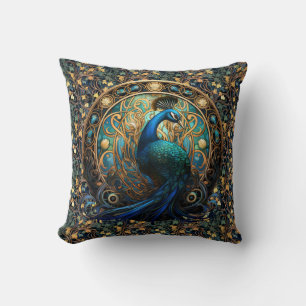 Art Nouveau Peacock op Ivy Sierkussen 2