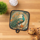 Art Nouveau Peacock Pot Holder Pannenlap (Top down)