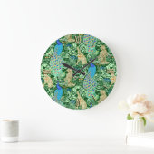 Art Nouveau Peacock Print, Cobalt Blue en Green Grote Klok (Huis)