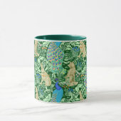 Art Nouveau Peacock Print, Cobalt Blue en Green Mok (Midden)