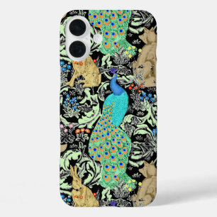 Art Nouveau Peacock Print, Turquoise & Neutrals iPhone 16 Plus Hoesje