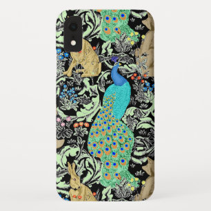 Art Nouveau Peacock Print, Turquoise & Neutrals iPhone XR Hoesje