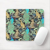 Art Nouveau Peacock Print, Turquoise & Neutrals Muismat (Met muis)