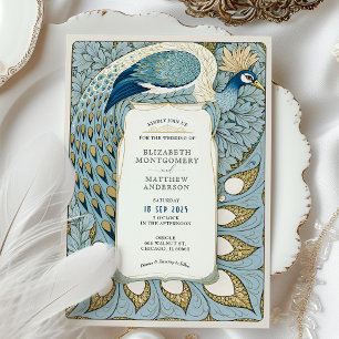 Art Nouveau Peacock Wedding Kaart