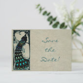 Art Nouveau Peacock Wedding Save the Date (Staand voorkant)