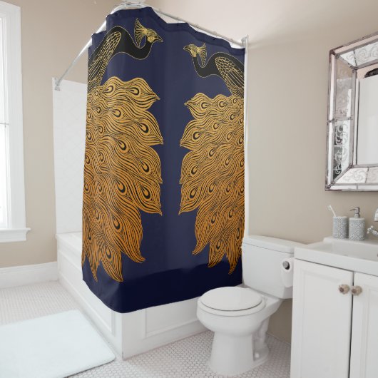 Art Nouveau Peacock Will Bradley Douchegordijn (In situ)
