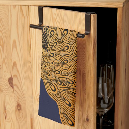 Art Nouveau Peacock Will Bradley Theedoek (Derde Gevouwen)