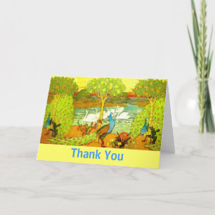 Art Nouveau Peacocks en Swans Bedankkaart