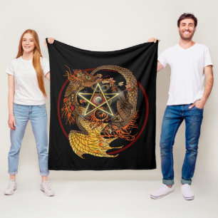 Art Nouveau Pentacle Dragon Fleece Blanket Deken