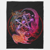 Art Nouveau Pentacle Dragon Fleece Deken (Voorkant)