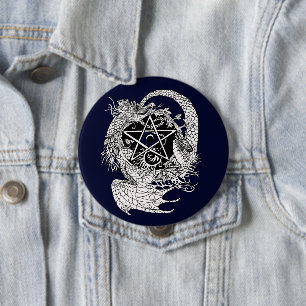 Art Nouveau Pentacle Dragon~Knop Ronde Button 4,0 Cm