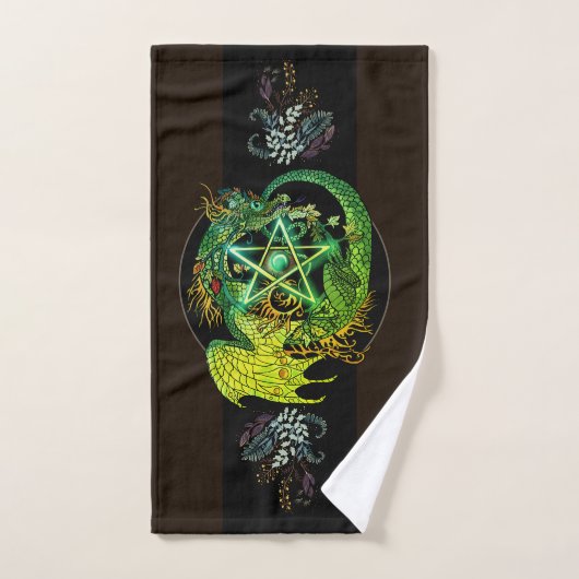 Art Nouveau Pentacle Dragon Shower Curtain Bad Handdoek (Handdoek)