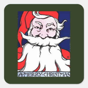 ART NOUVEAU PÈRE NOËL CARRÉ STICKER ENVELOPPE SEAL