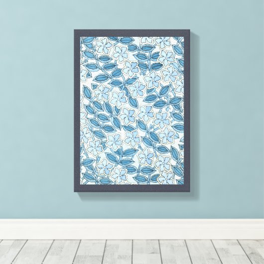 Art Nouveau Periwinkle Flowers in een tuin Canvas Afdruk (Insitu (Houten vloer))