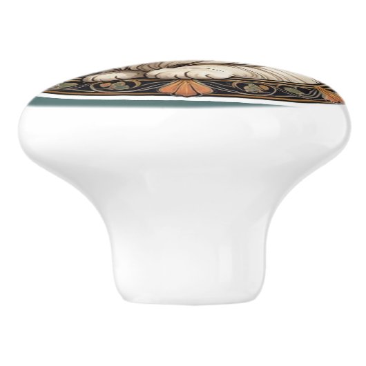 Art Nouveau Perzische Kat Keramische Knop (Zijkant)