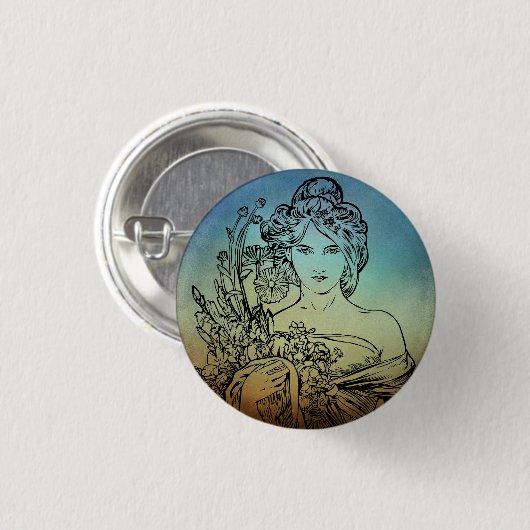 Art Nouveau Pinback Button (Voorkant /achterkant)