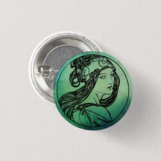 Art Nouveau Pinback Button (Voorkant /achterkant)