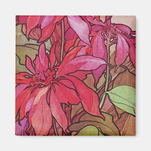 Art Nouveau Poinsettia Kerstvriendje Magnet Magneet