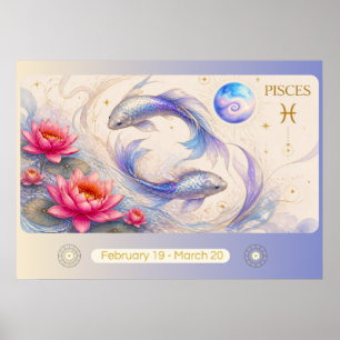 Art Nouveau Poissons Zodiaque Art Mural
