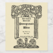  Art Nouveau Pomegranate Sjabloon Homemade Wijn Etiket (Enkel label)