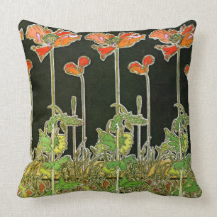 Art Nouveau Poppies 1901 Kussen