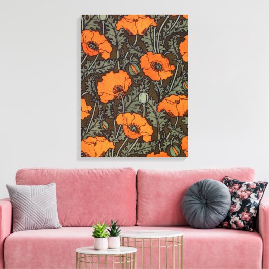 Art Nouveau Poppies Canvas Afdruk (Insitu (Woonkamer))