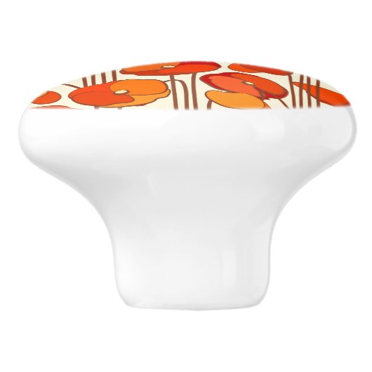 Art Nouveau Poppies Knob Keramische Knop (Zijkant)