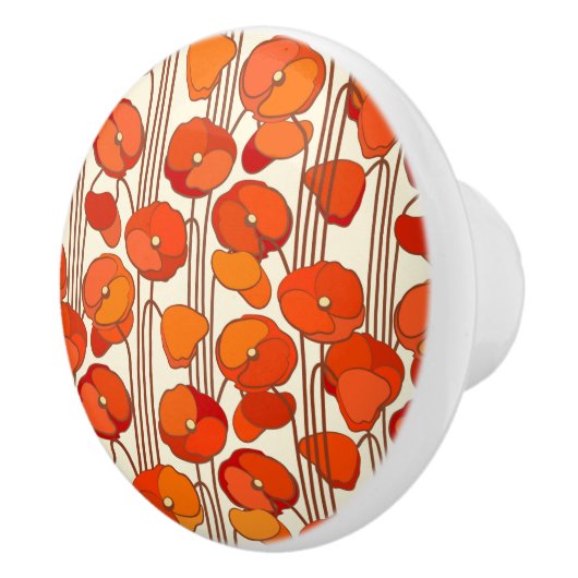 Art Nouveau Poppies Knob Keramische Knop (Rechts)