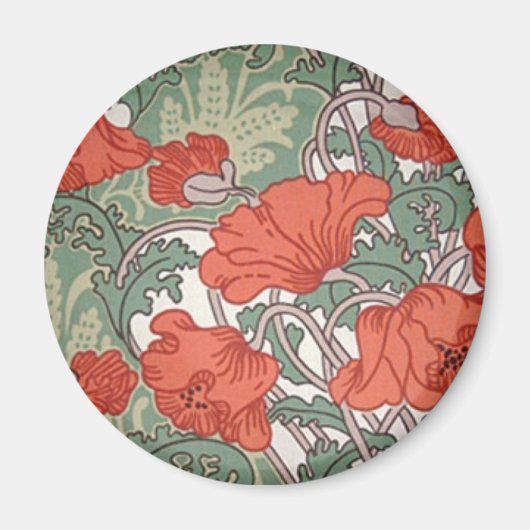 Art Nouveau Poppies Magneet (Voorkant)
