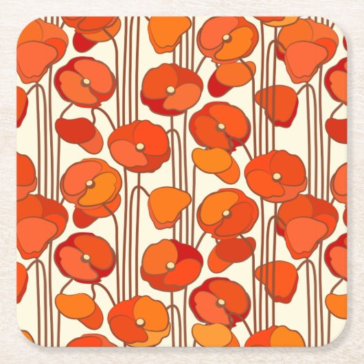 Art Nouveau Poppies Onderzetters (Voorkant)
