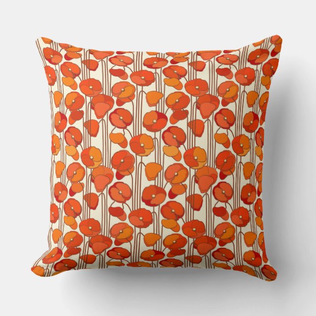 Art Nouveau Poppies Pillow Kussen (Voorkant)