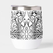 Art nouveau poppy floral noir blanc élégant (Droite)