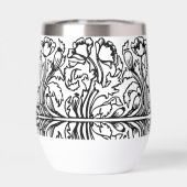Art nouveau poppy floral noir blanc élégant (Arrière)