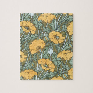  Art Nouveau, Poppy Flowers in tuin Legpuzzel