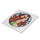 Art Nouveau Portret van een vrouw met rood haar Tegeltje (Zijkant)
